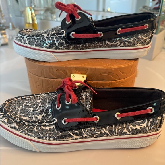 Sperry Red and Black Top-Sider Size 7.5 - Picture 12 of 14